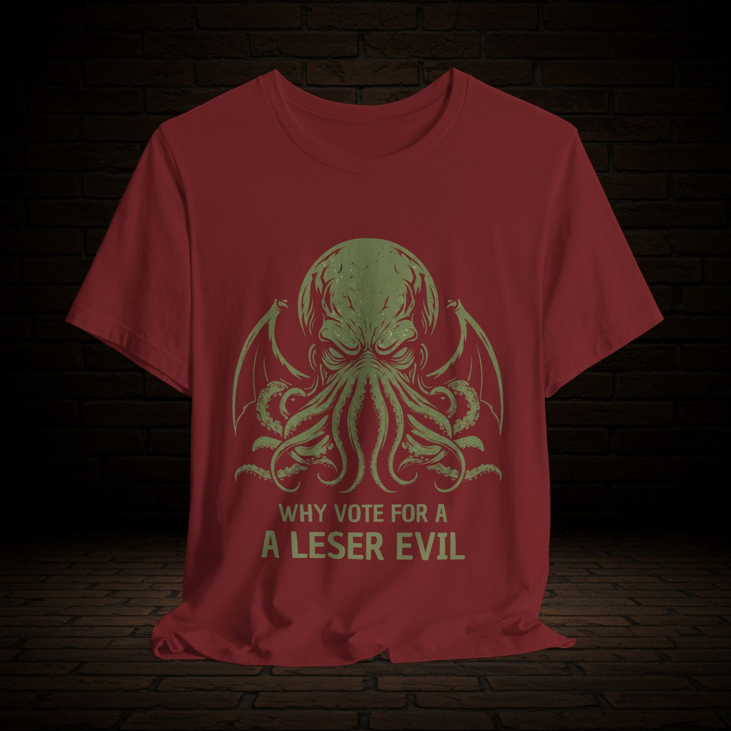 Cthulhu Graphic Tee, Lovecraft Unisex T-Shirt - Why Vote For The Lesser Evil